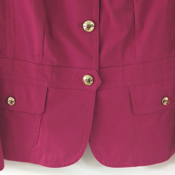 Talbots Cotton Fuchsia Gold Button Jacket - Picture 11 of 15